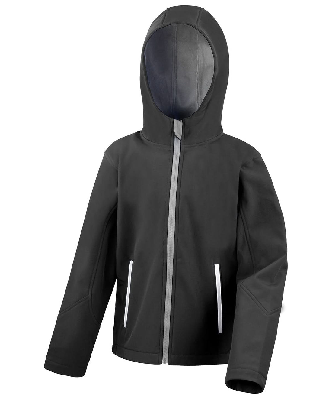 Result Core Core junior TX performance hooded softshell jacket R224J - Black Grey - Customisable Softshell Jacket