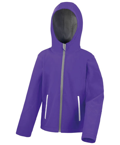 Result Core Core junior TX performance hooded softshell jacket R224J - Purple Grey - Customisable Softshell Jacket