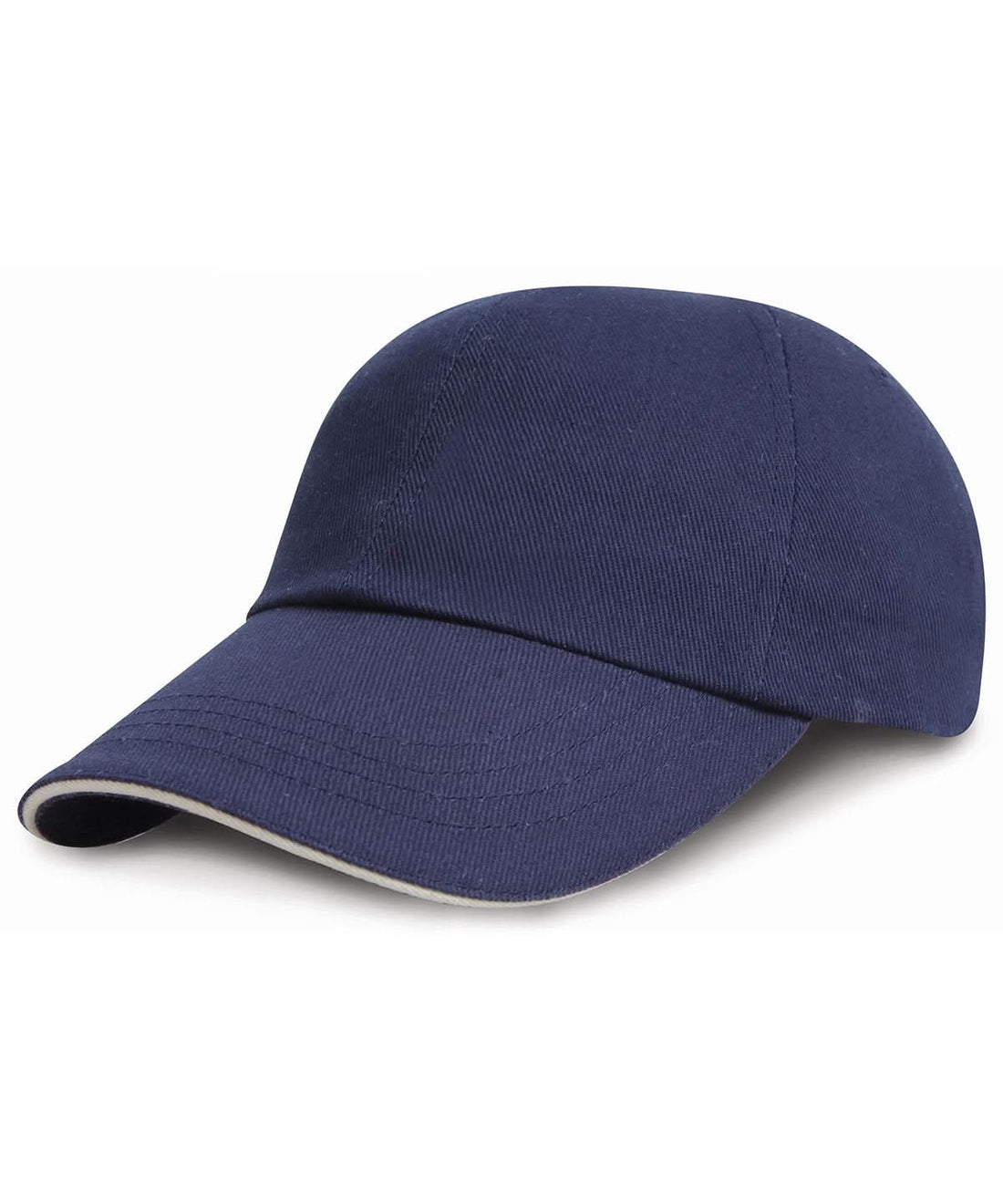 Result Headwear Junior low profile heavy brushed cotton cap with sandwich peak R24JP - Navy White One size - Customisable Caps