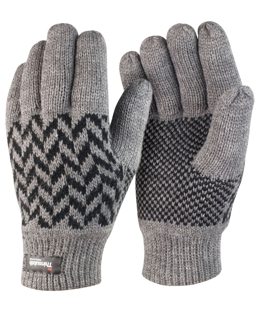 Result Winter Essentials Pattern Thinsulate glove R365X - Grey Black - Customisable Gloves