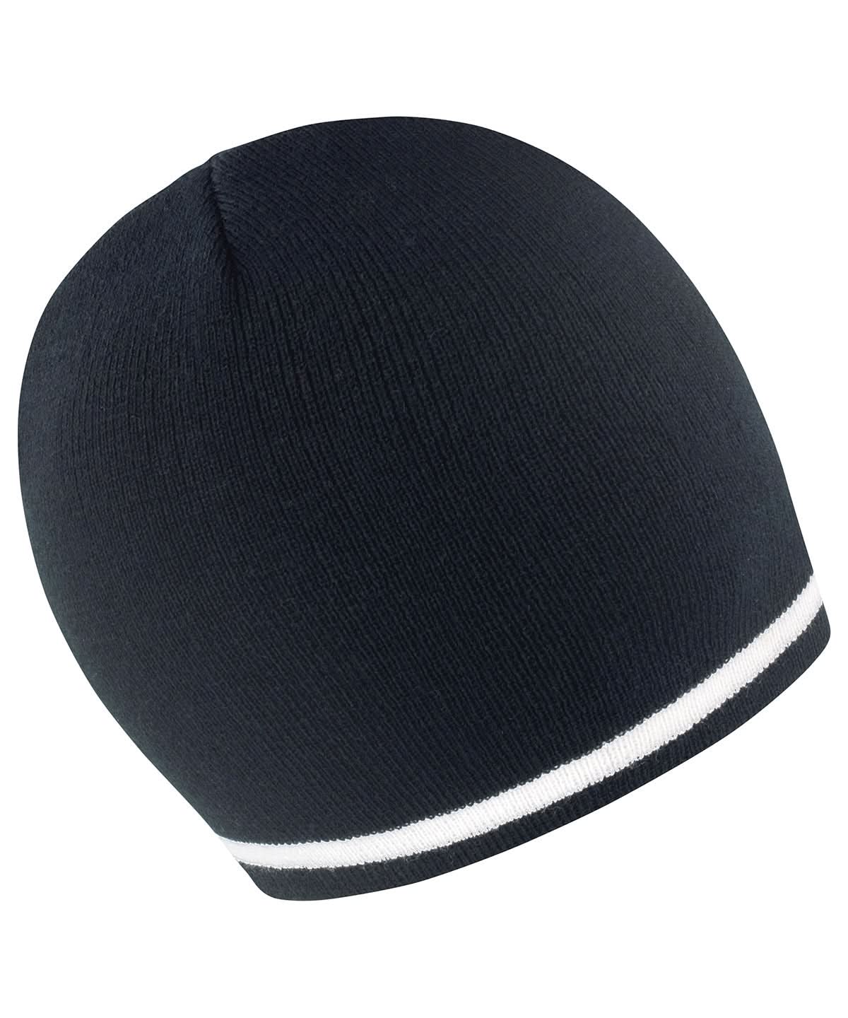 Result Winter Essentials National beanie R368X - Black White One size - Customisable Beanies