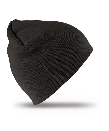 Result Winter Essentials Pull on soft feel acrylic hat RC044 - Black One size - Customisable Hats