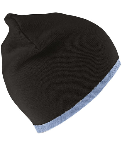 Result Winter Essentials Reversible fashion fit hat RC046 - Black Sky One size - Customisable Hats
