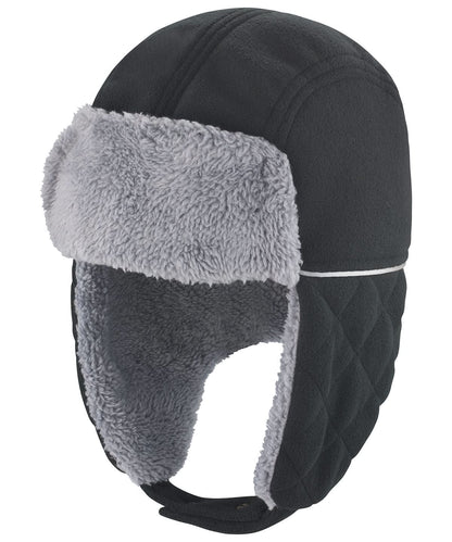 Result Winter Essentials Ocean trapper hat RC32X - Black Grey - Customisable Hats