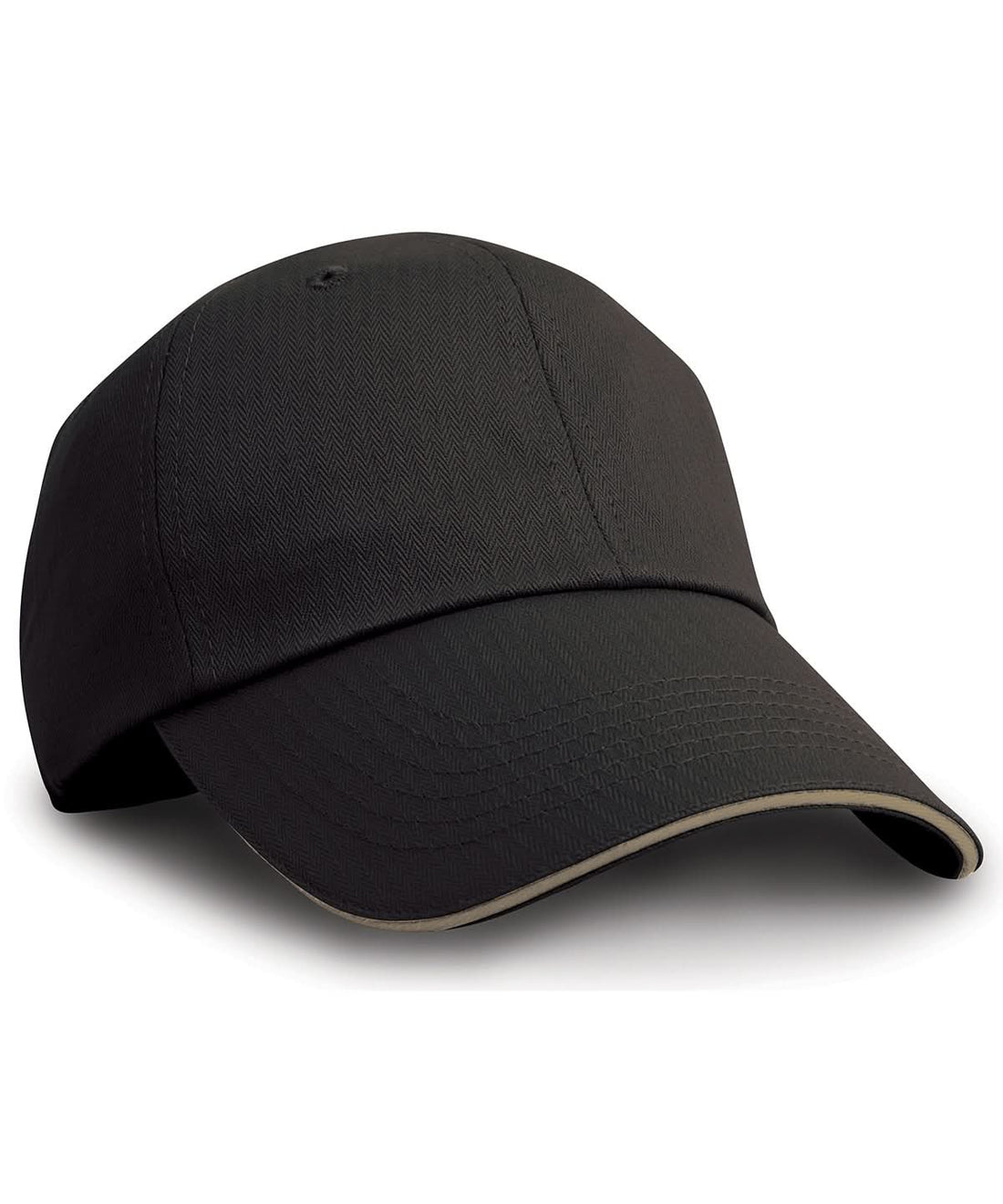 Result Headwear Herringbone cap with sandwich peak RC38X - Black Tan One size - Customisable Caps