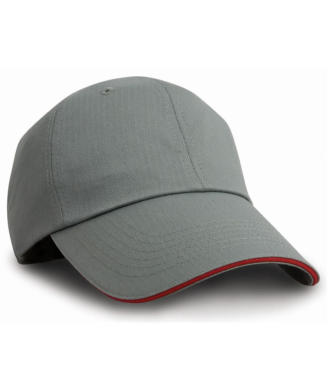 Result Headwear Herringbone cap with sandwich peak RC38X - Grey Red One size - Customisable Caps