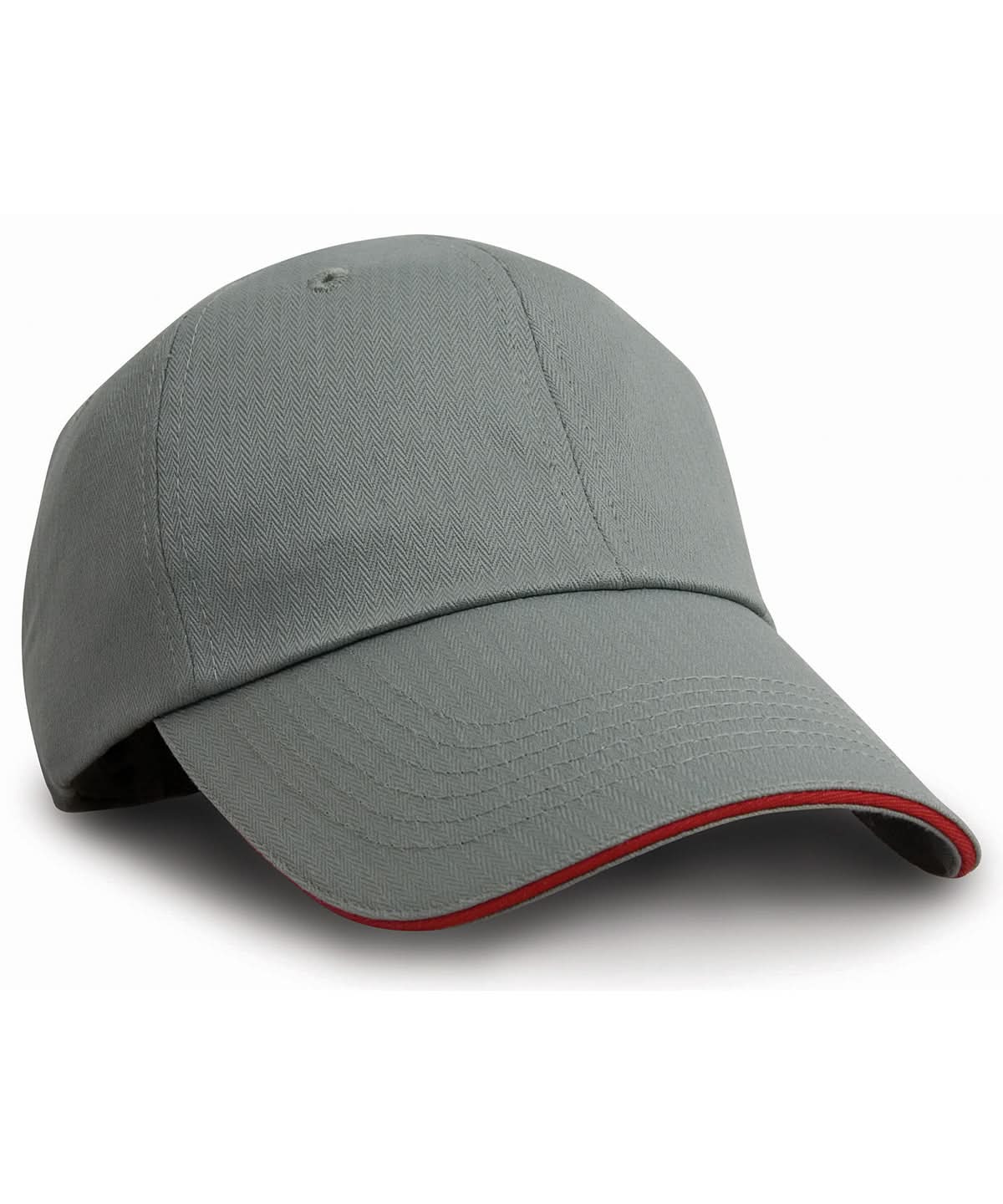 Result Headwear Herringbone cap with sandwich peak RC38X - Grey Red One size - Customisable Caps