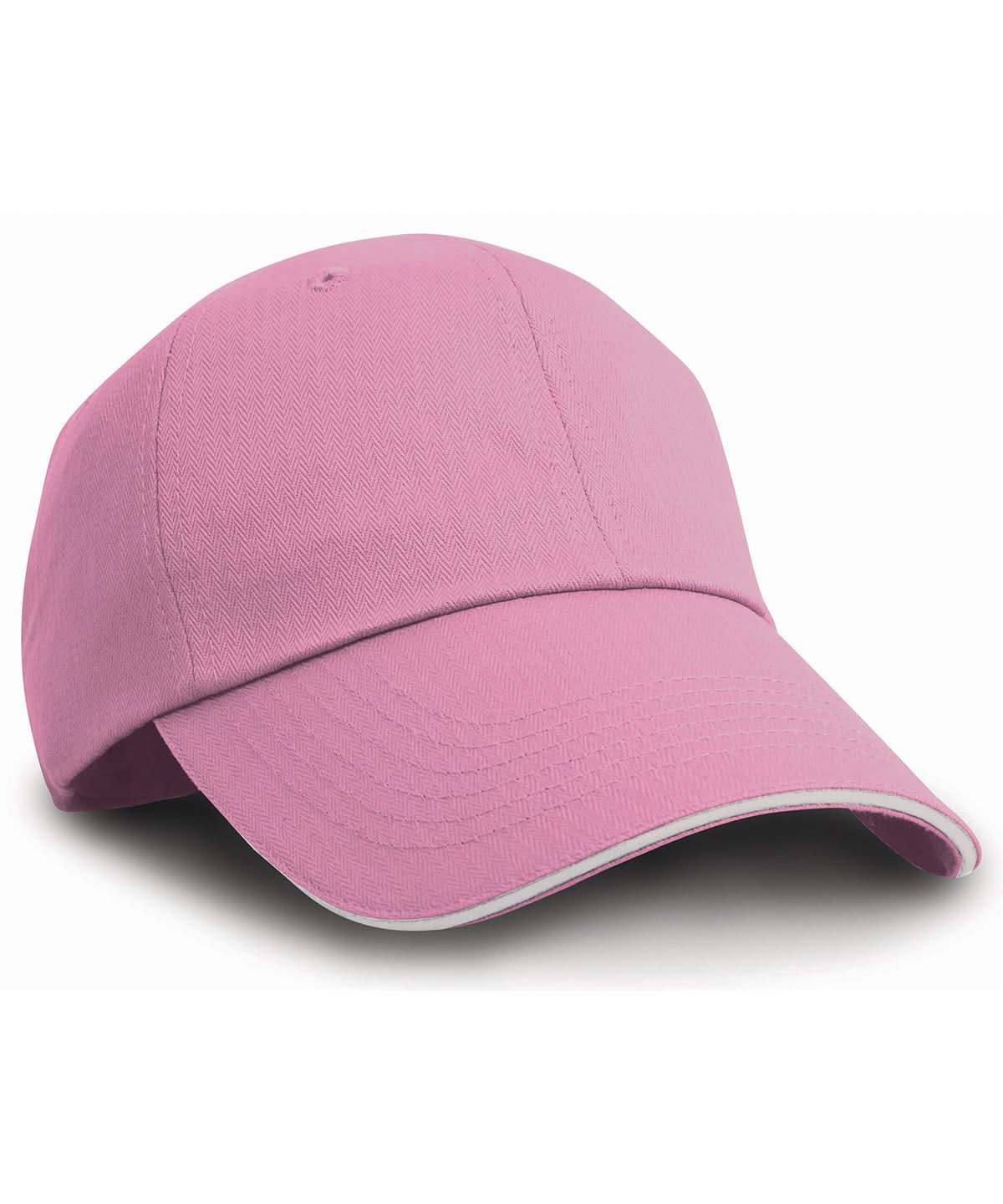 Result Headwear Herringbone cap with sandwich peak RC38X - Pink White One size - Customisable Caps