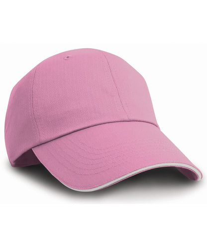 Result Headwear Herringbone cap with sandwich peak RC38X - Pink White One size - Customisable Caps