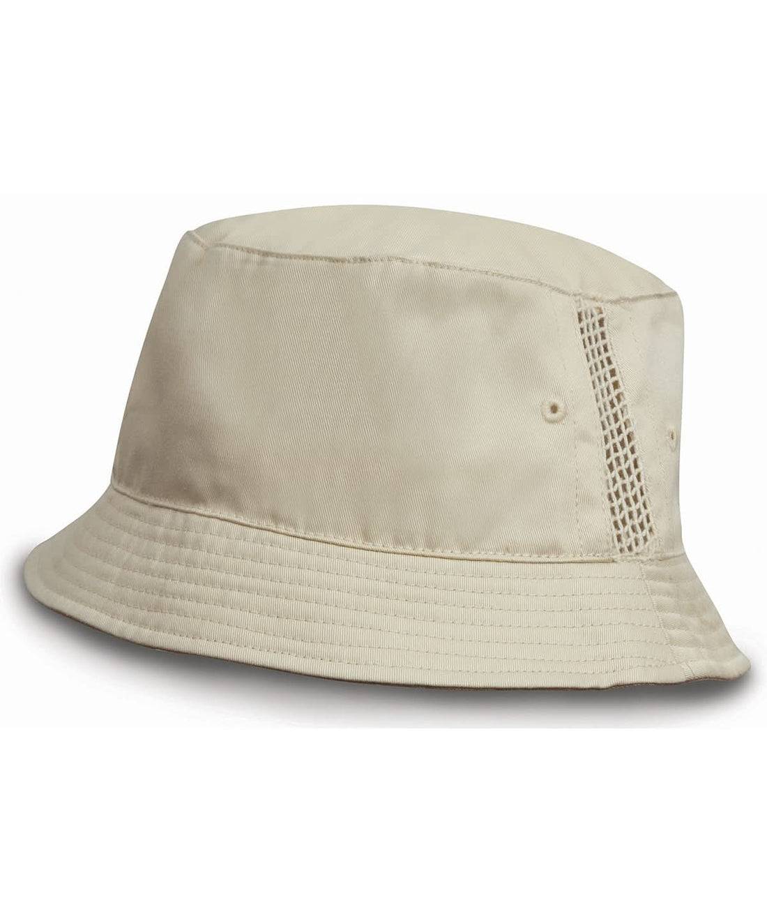 Result Headwear Deluxe washed cotton bucket hat with side mesh panels RC45X - Natural One size - Customisable Hats