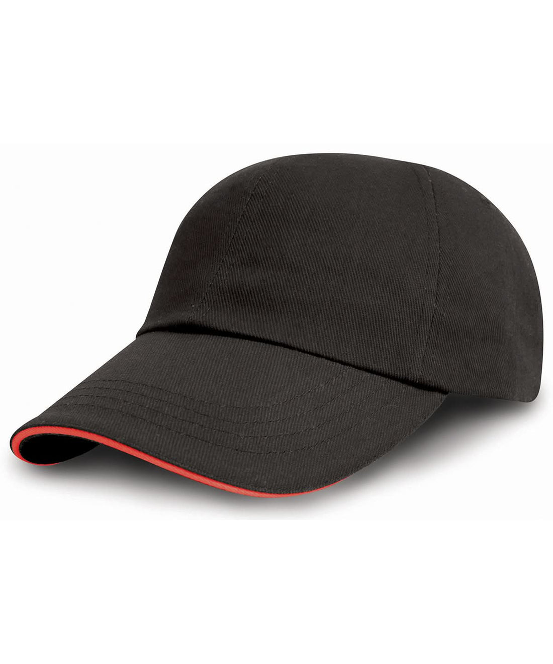 Result Headwear Brushed coton printersembroiderers cap with sandwich peak RC50X - Black Red One size - Customisable Caps