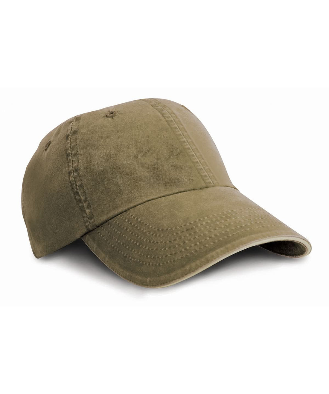 Result Headwear Washed fine line cotton cap with sandwich peak RC54X - Olive Stone One size - Customisable Caps