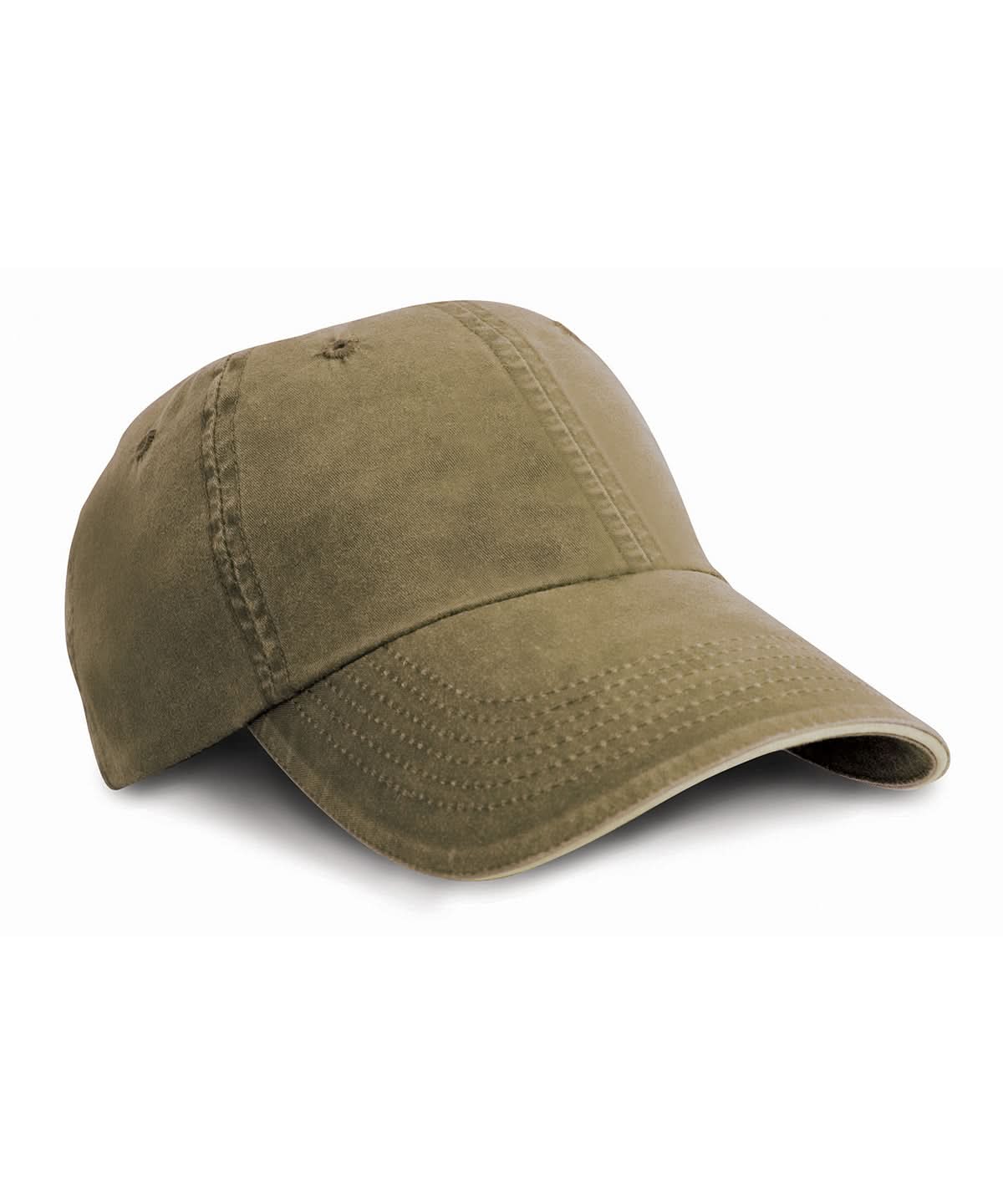 Result Headwear Washed fine line cotton cap with sandwich peak RC54X - Olive Stone One size - Customisable Caps