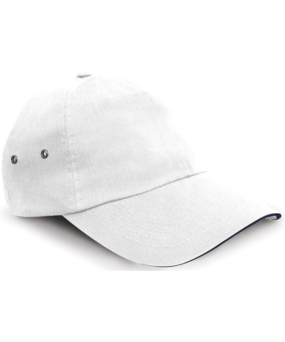 Result Headwear Printers plush cotton 5 panel cap RC72X - White Navy One size - Customisable Caps