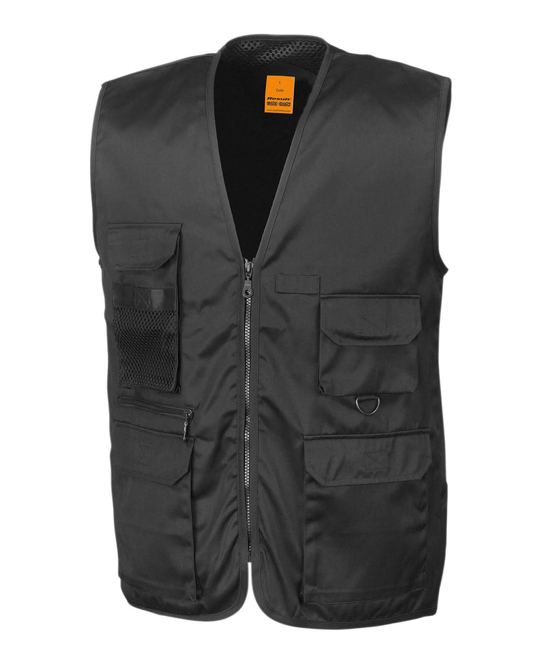 Result Workguard Adventure safari waistcoat RE45A - Black - Customisable Bodywarmer