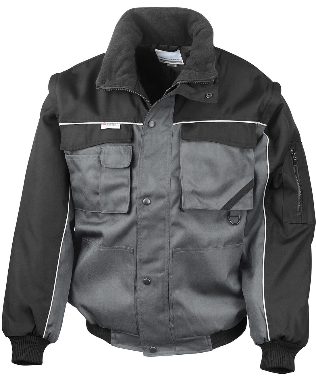 Result Workguard Work Guard zip sleeve heavy duty pilot jacket RE71A - Grey Black - Customisable Jacket