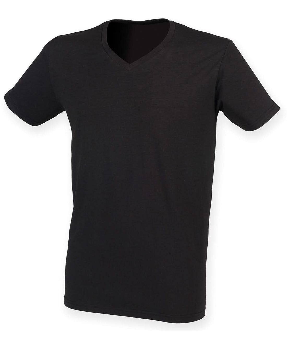SF Mens feel good stretch v neck t shirt 122 SF122 - Black - Customisable T-Shirts