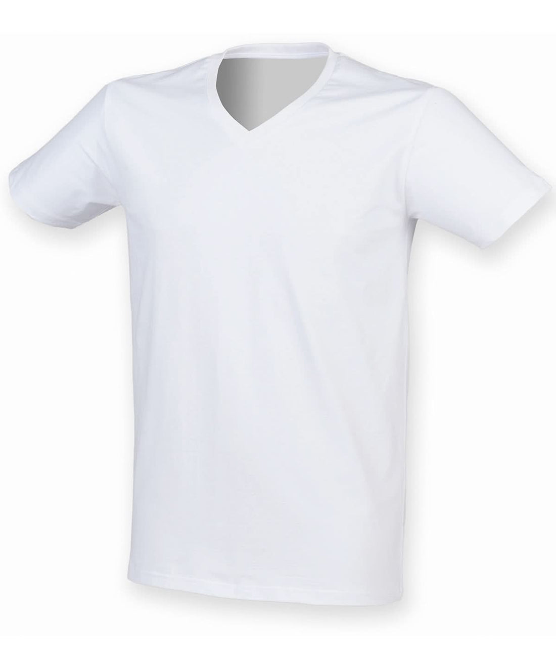 SF Mens feel good stretch v neck t shirt 122 SF122 - White - Customisable T-Shirts