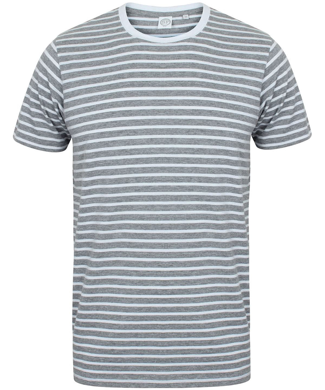 SF Unisex striped T 202 SF202 - Heather Grey White - Customisable T-Shirts
