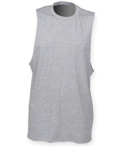 SF High neck slash armhole vest 232 SF232 - Heather Grey - Customisable Vest