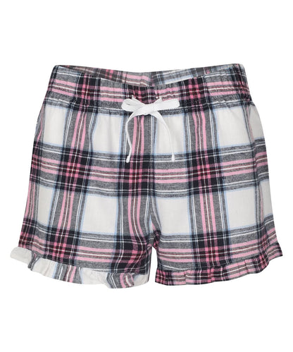 SF Womens tartan frill shorts SK082 - White Pink Check - Customisable Shorts