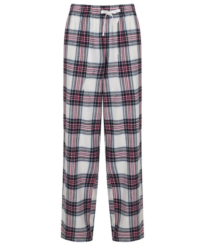 SF Womens tartan lounge pants SK083 - White Pink Check - Customisable Loungewear Bottoms