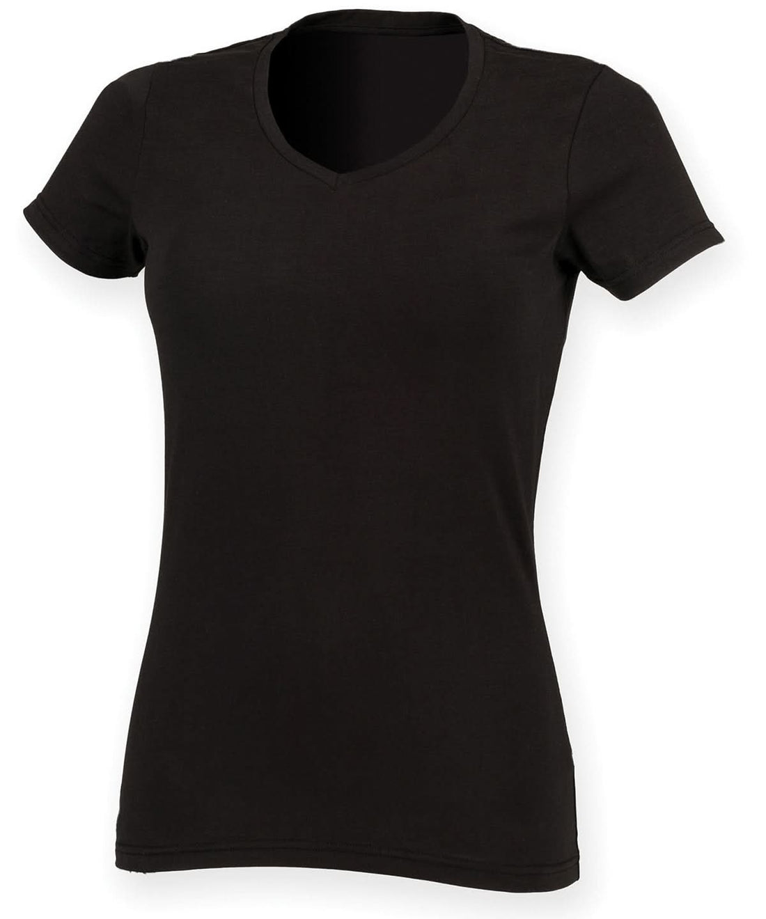 SF Feel good womens stretch v neck t shirt SK122 - Black - Customisable T-Shirts