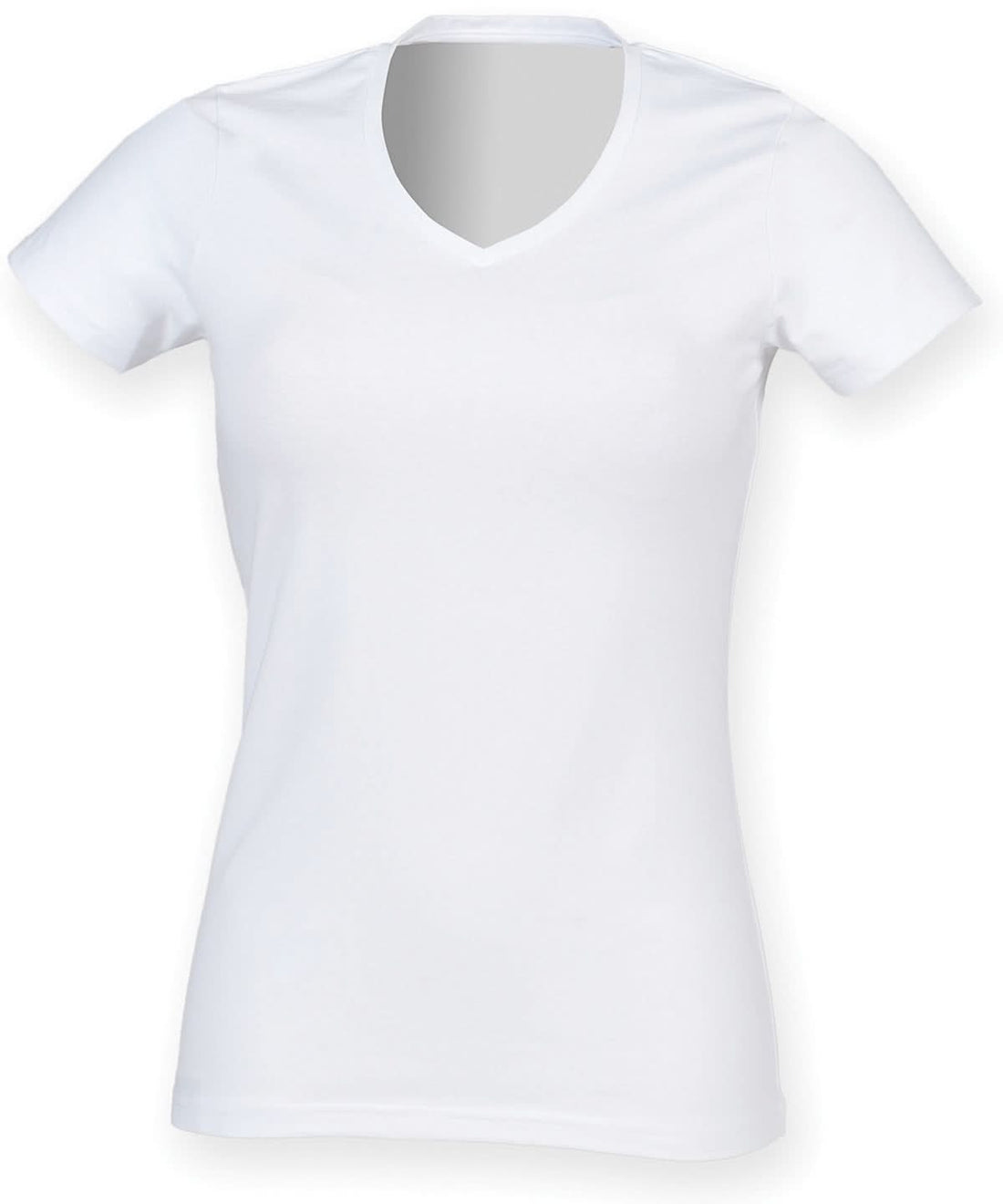 SF Feel good womens stretch v neck t shirt SK122 - White - Customisable T-Shirts