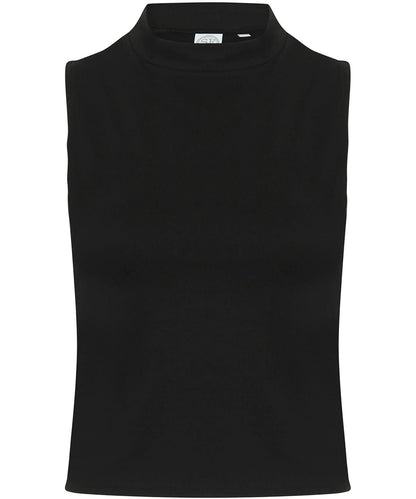 SF Womens high neck crop vest SK170 - Black - Customisable Vest