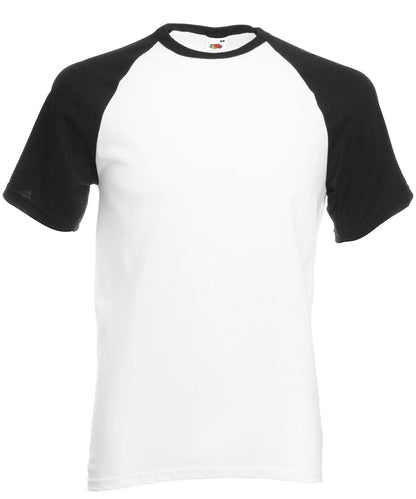 Fruit of the Loom Fruit Of The Loom Short Sleeve Baseball T SS026 - White Black - Customisable T-Shirts