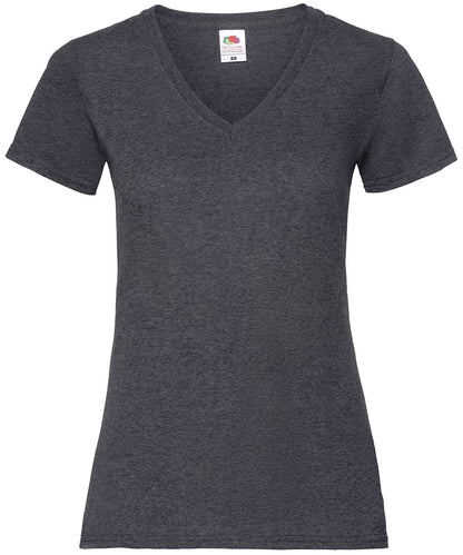 Fruit of the Loom Fruit Of The Loom WomenS Valueweight V Neck T SS047 - Dark Heather Grey - Customisable T-Shirts