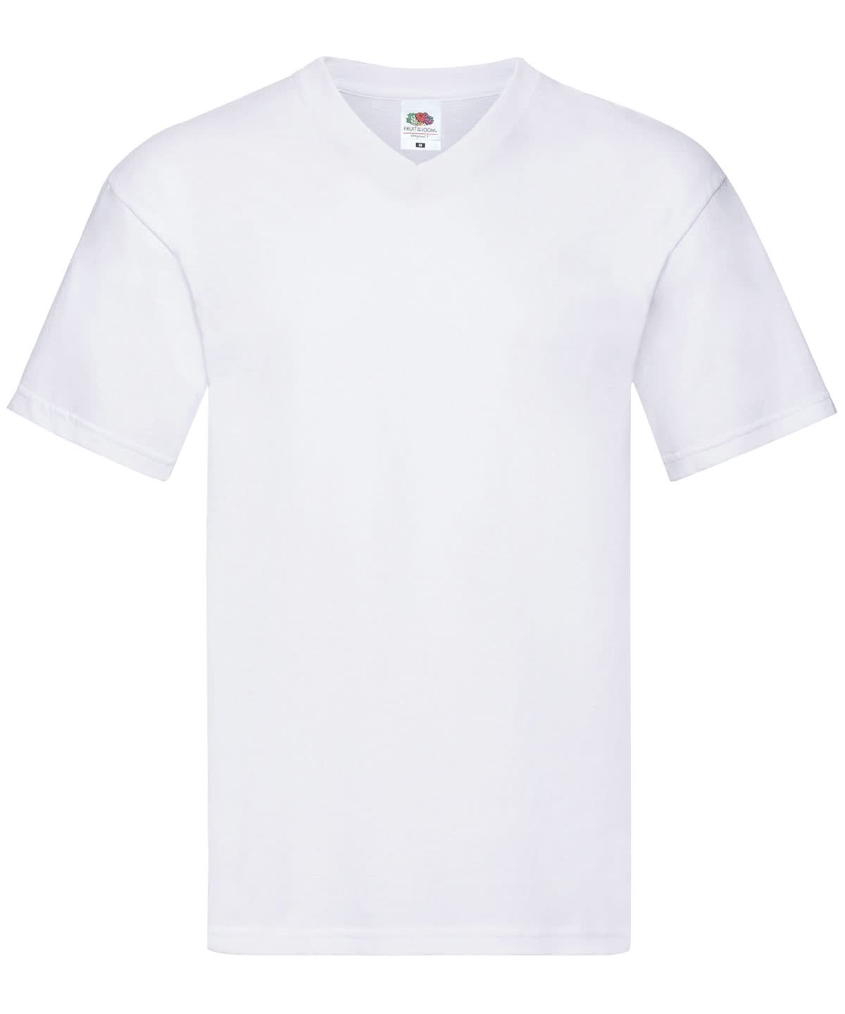 Fruit of the Loom Fruit Of The Loom Original V Neck T SS068 - White* - Customisable T-Shirts