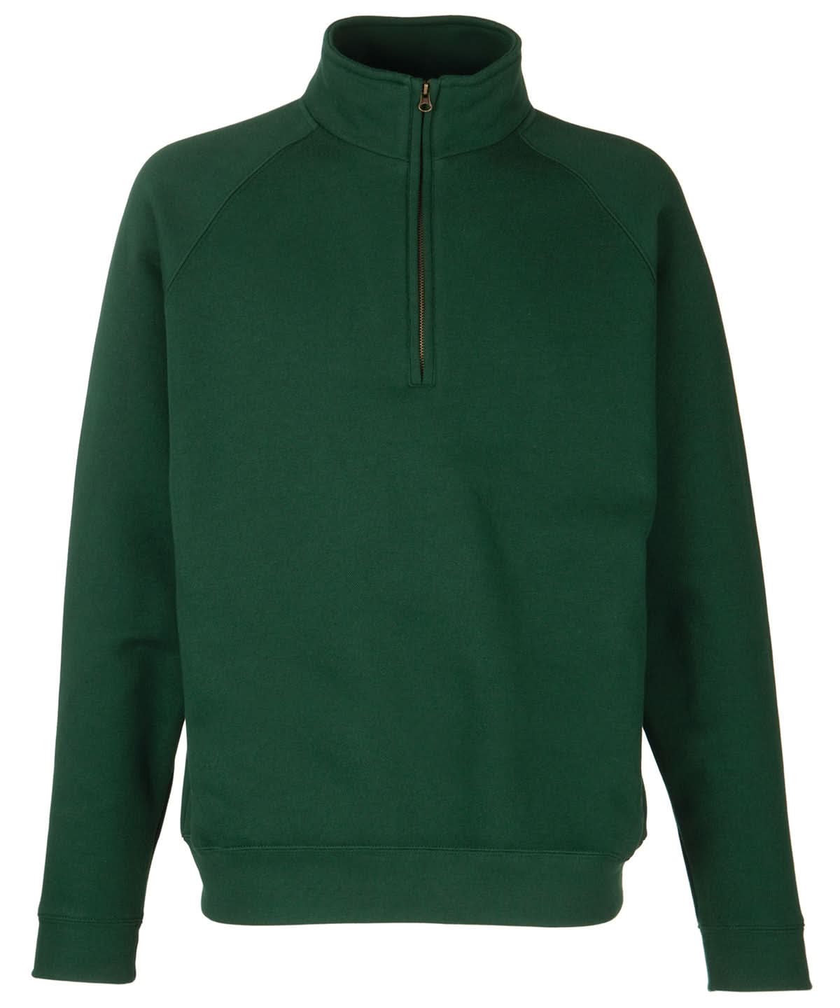 Fruit of the Loom Fruit Of The Loom Premium 7030 Zip Neck Sweatshirt SS830 - Bottle Green - Customisable Sweatshirts