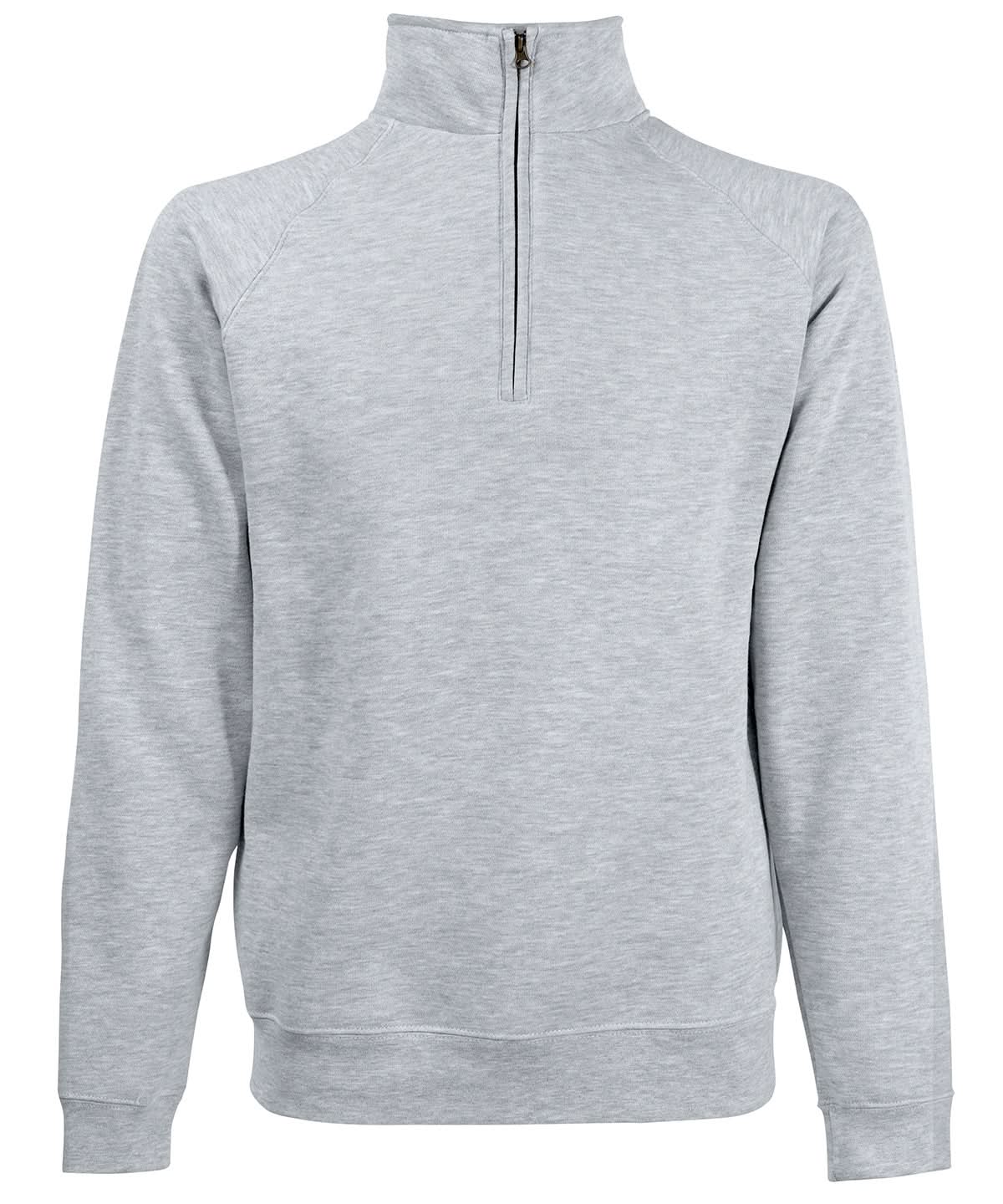 Fruit of the Loom Fruit Of The Loom Premium 7030 Zip Neck Sweatshirt SS830 - Heather Grey - Customisable Sweatshirts