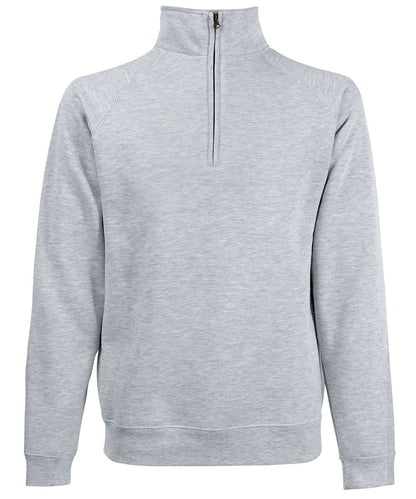 Fruit of the Loom Fruit Of The Loom Premium 7030 Zip Neck Sweatshirt SS830 - Heather Grey - Customisable Sweatshirts