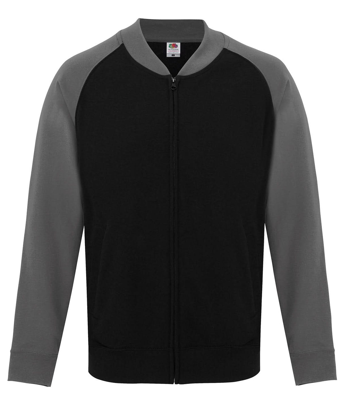 Fruit of the Loom Baseball Sweatshirt Jacket ss929 - Black Light Graphite - Customisable Jackets