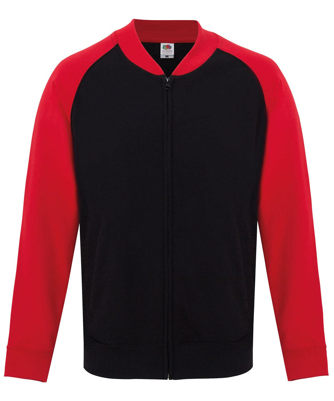 Fruit of the Loom Baseball Sweatshirt Jacket ss929 - Black Red - Customisable Jackets