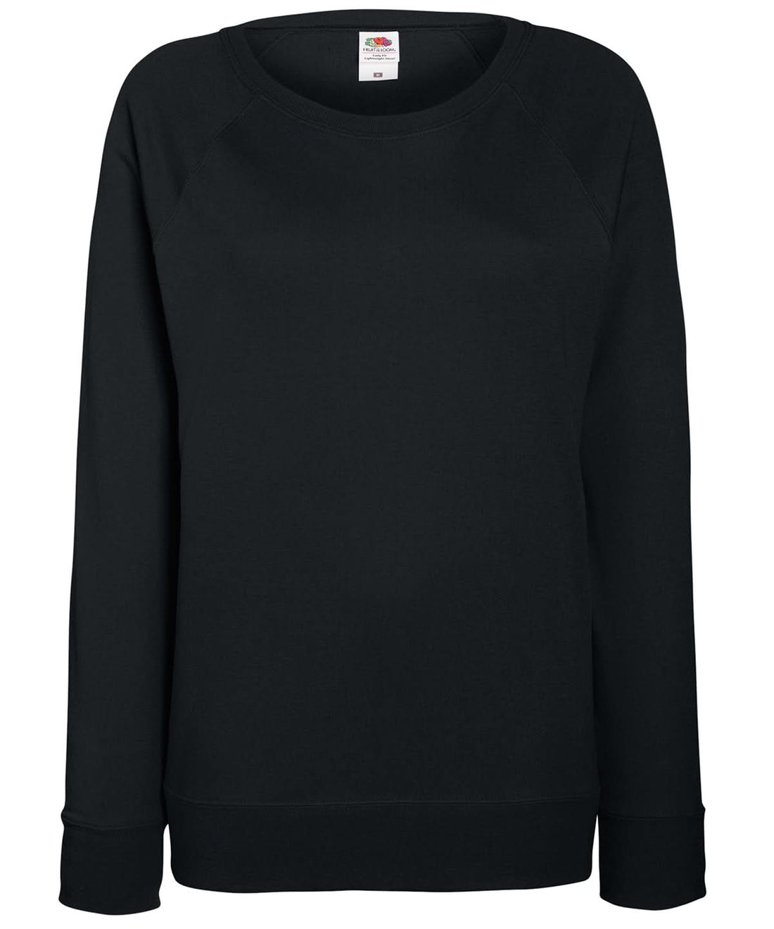 Fruit of the Loom Fruit Of The Loom WomenS Lightweight Raglan Sweatshirt SS960 - Black - Customisable Sweatshirts