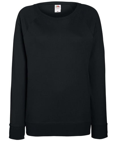 Fruit of the Loom Fruit Of The Loom WomenS Lightweight Raglan Sweatshirt SS960 - Black - Customisable Sweatshirts