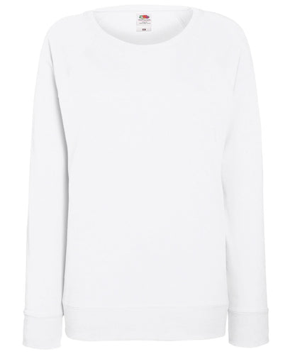 Fruit of the Loom Fruit Of The Loom WomenS Lightweight Raglan Sweatshirt SS960 - White - Customisable Sweatshirts