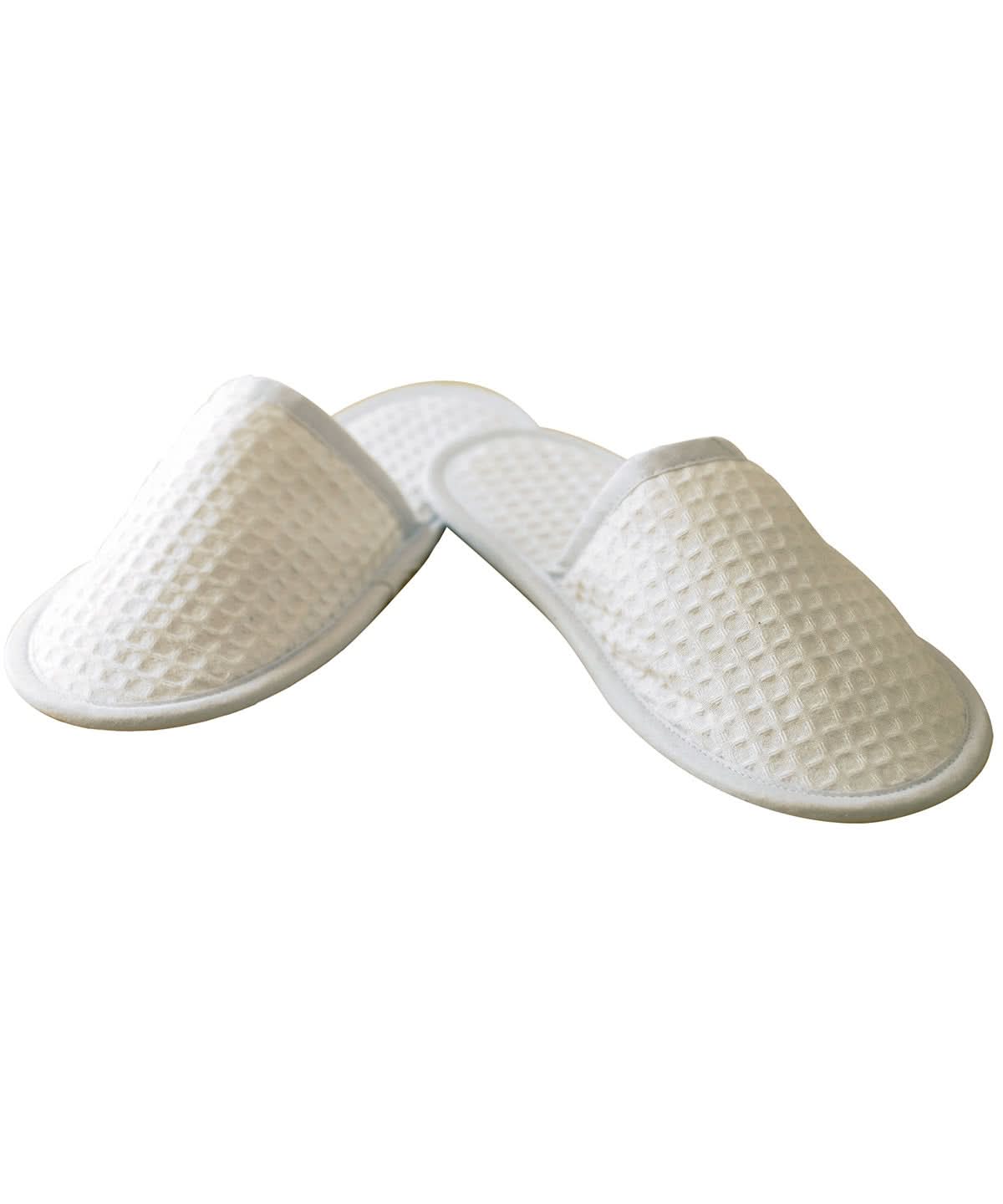 Towel City Waffle mule slippers TC066 - White - Customisable Slippers