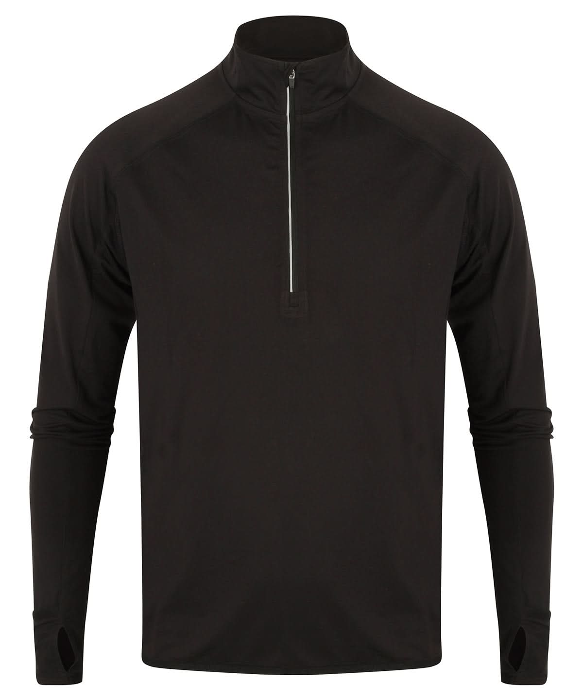 Tombo Long Sleeved Zip Top TL562 - Black - Customisable Sports Overtops