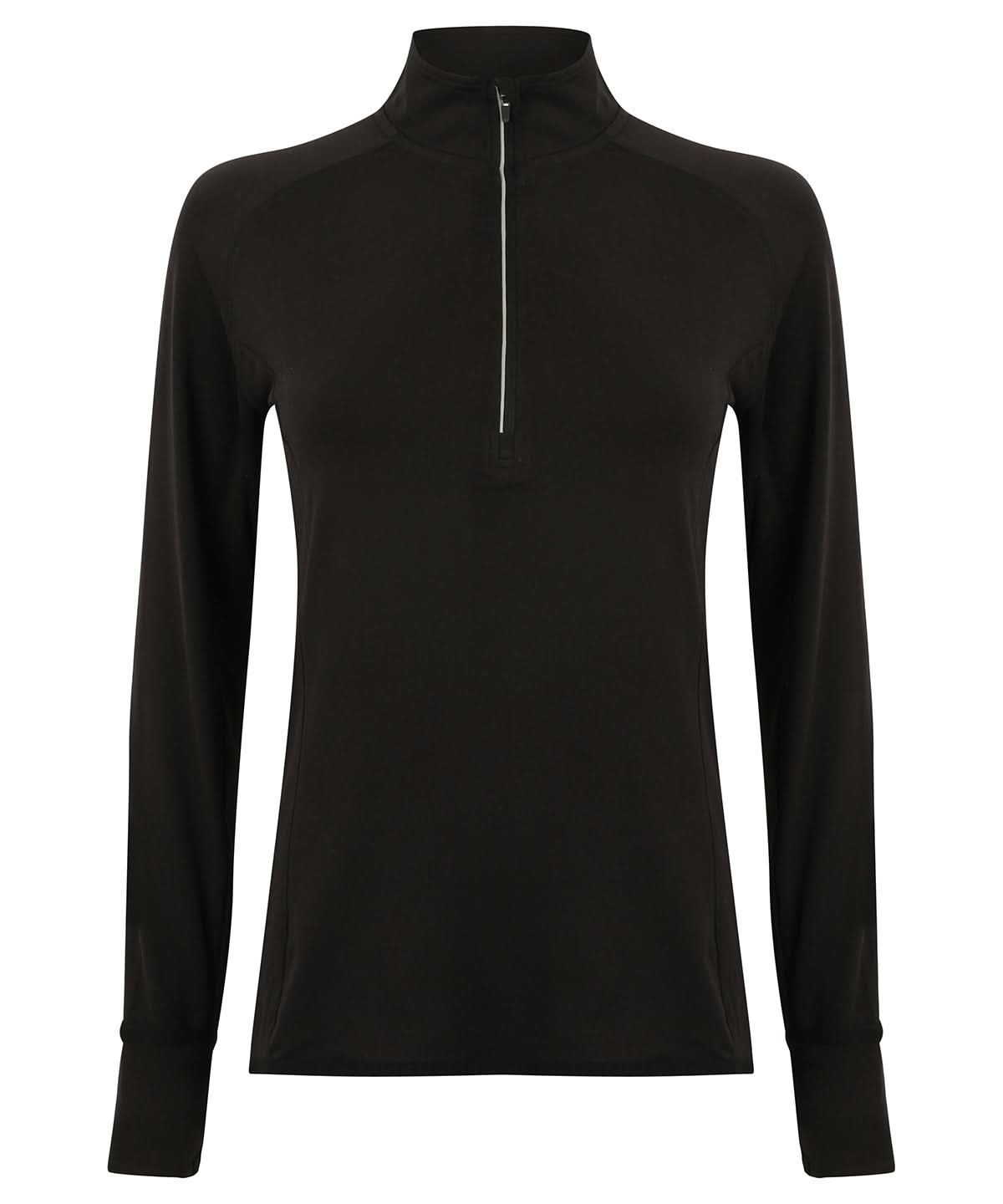 Tombo WomenS Long Sleeved Zip Top TL563 - Black - Customisable Sports Overtops