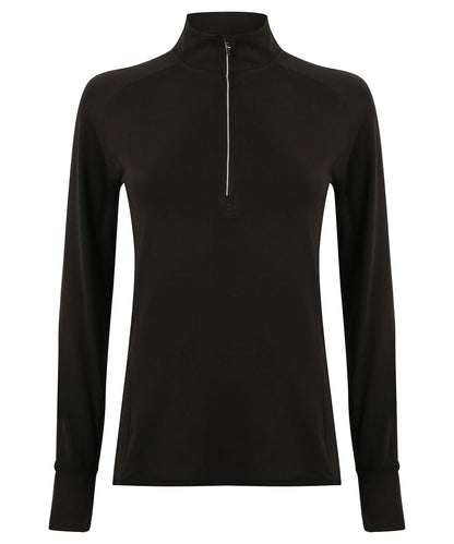 Tombo WomenS Long Sleeved Zip Top TL563 - Black - Customisable Sports Overtops