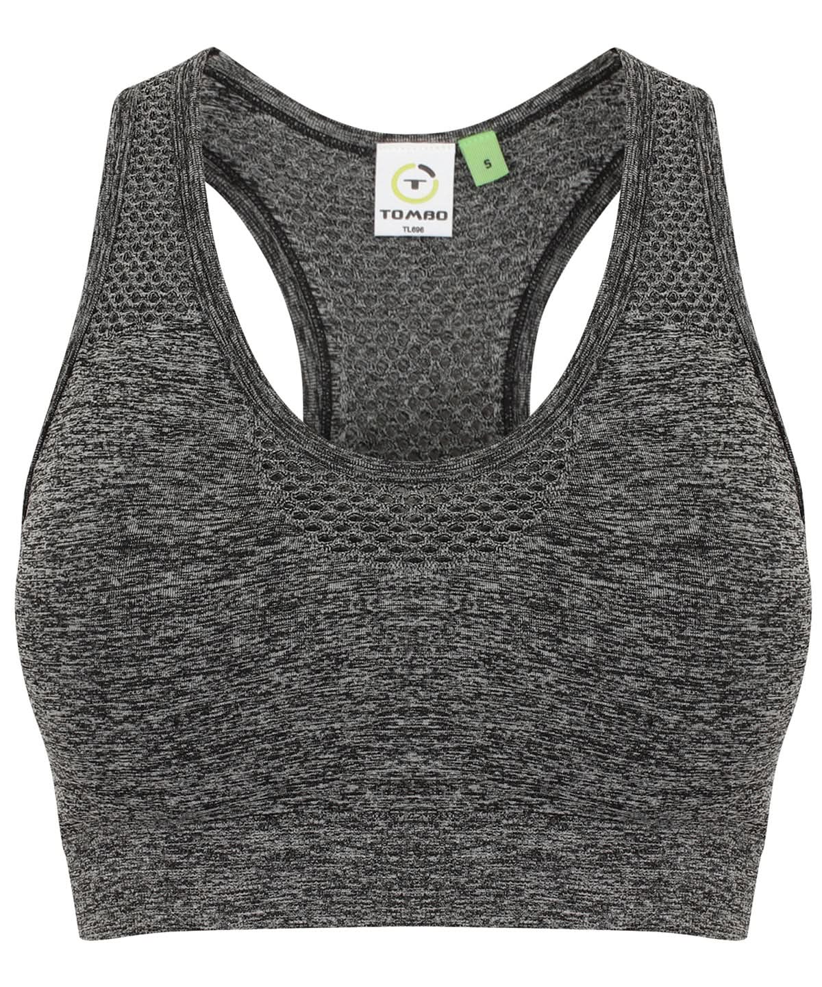 Tombo WomenS Seamless Sports Bra TL696 - Dark Grey Marl - Customisable Bras