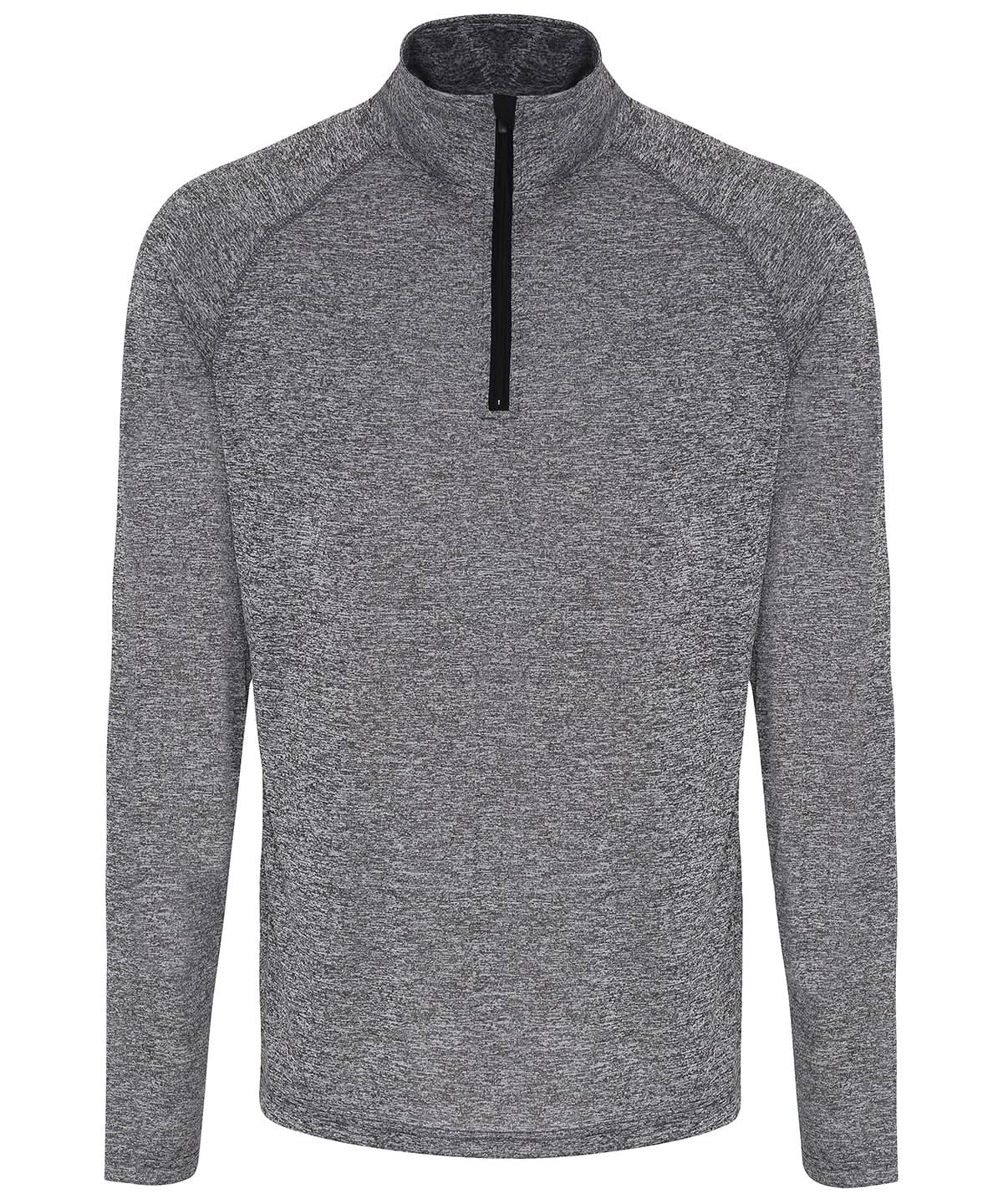 TriDri Tridri Long Sleeve Performance Zip TR110 - Black Melange Black - Customisable Sports Overtops