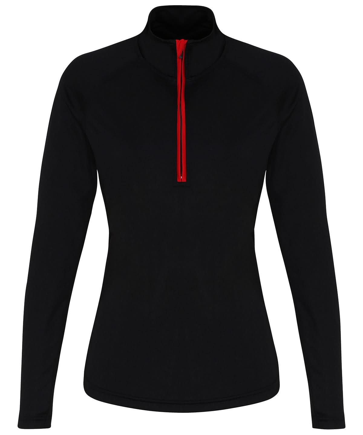 TriDri Tridri WomenS Long Sleeve Performance Zip TR120 - Black Red - Customisable Sports Overtops