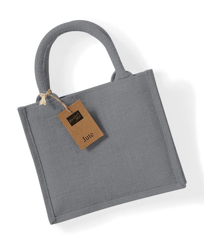Westford Mill Jute Mini Gift Bag WM412 - Graphite Grey Graphite Grey One Size - Customisable Bags