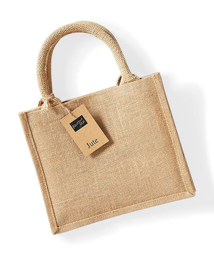 Westford Mill Jute Mini Gift Bag WM412 - Natural One Size - Customisable Bags