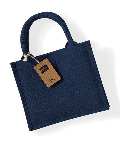 Westford Mill Jute Mini Gift Bag WM412 - Navy Navy One Size - Customisable Bags